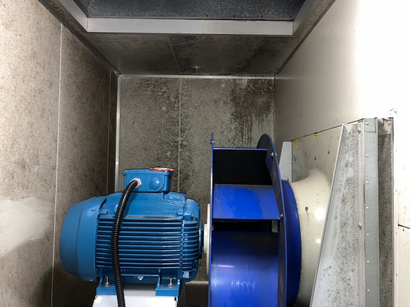 Dirty blower inside duct — Commercial Air Conditioner Cleaning in Sunshine Coast, QLD